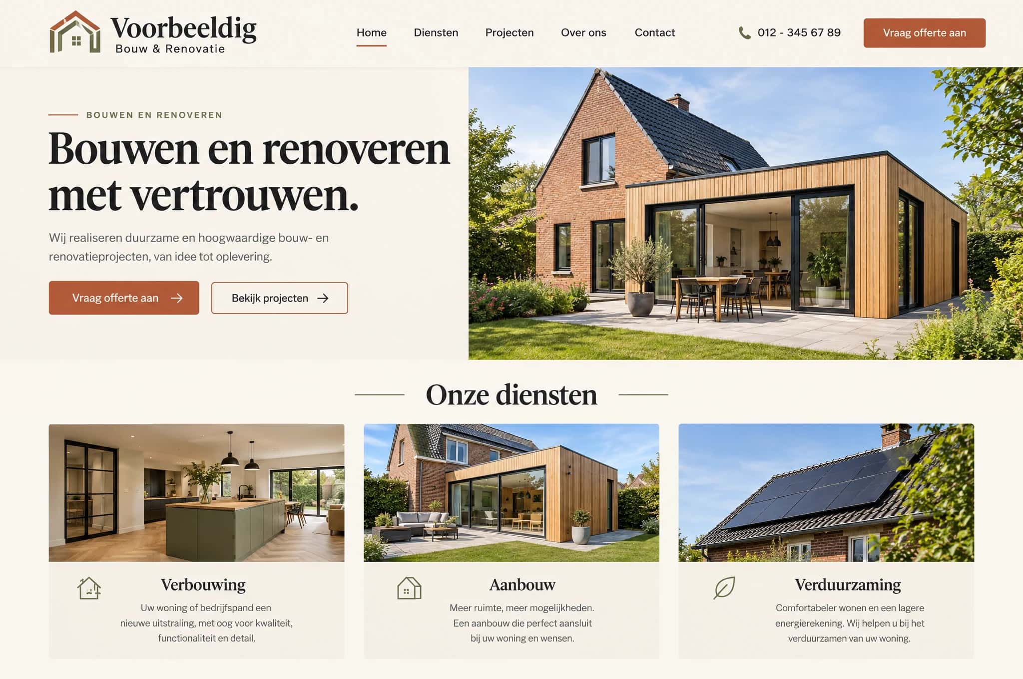 Voorbeeld: dezelfde website in een nieuw, modern ontwerp