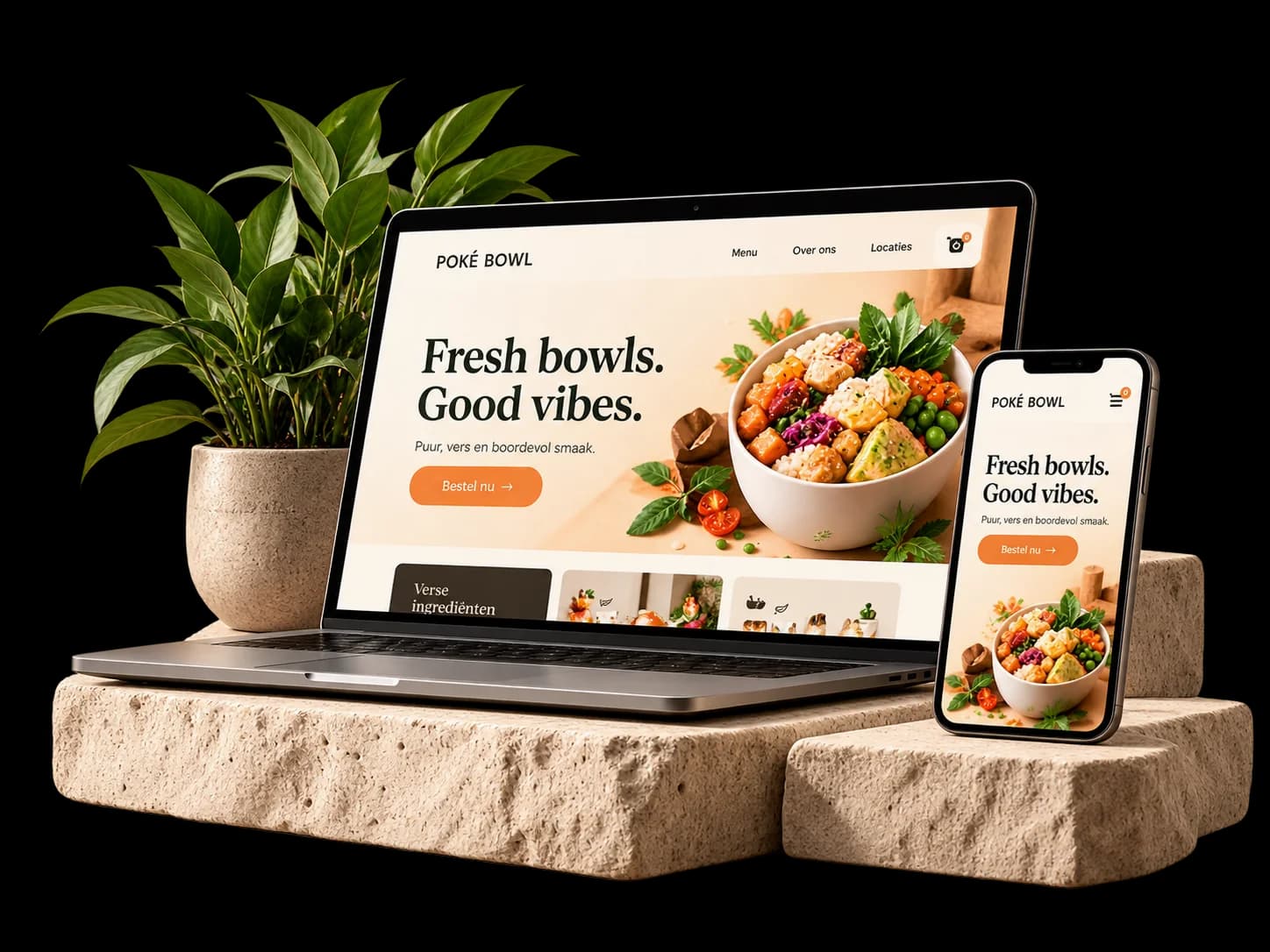 Example of a website on a laptop and a phone