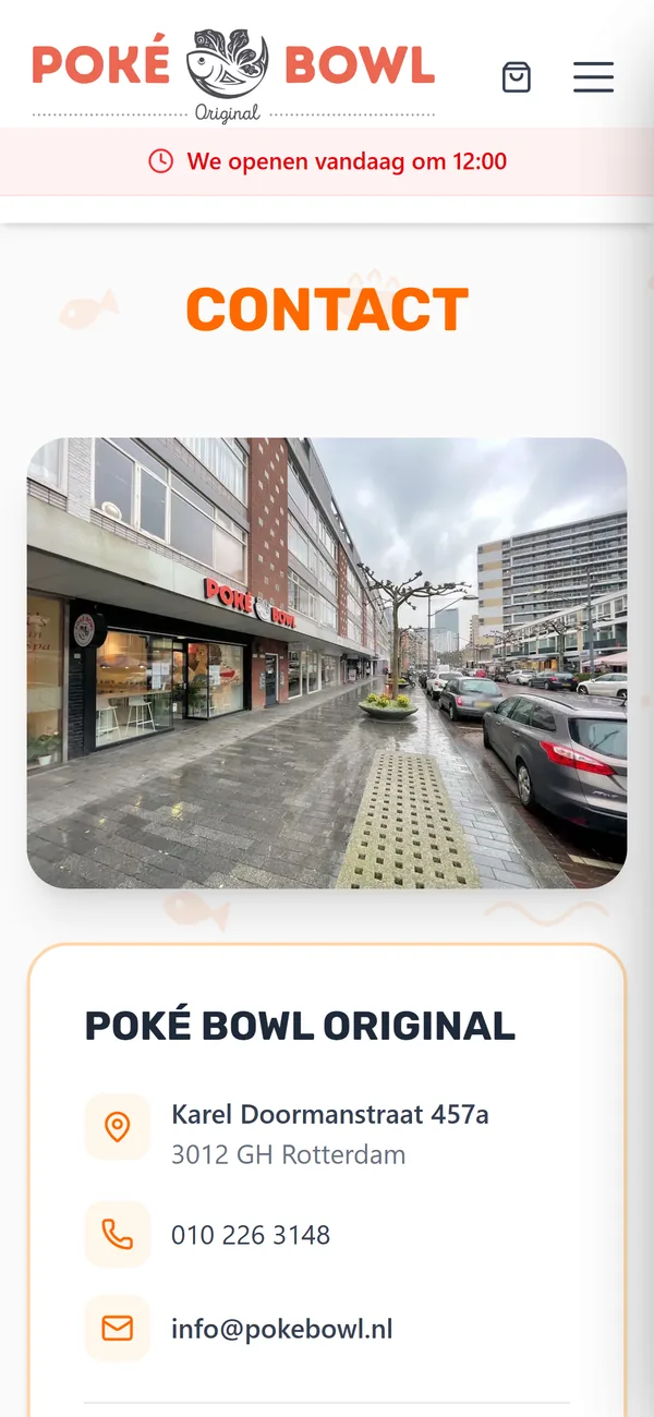 Dezelfde restaurantwebsite op mobiel