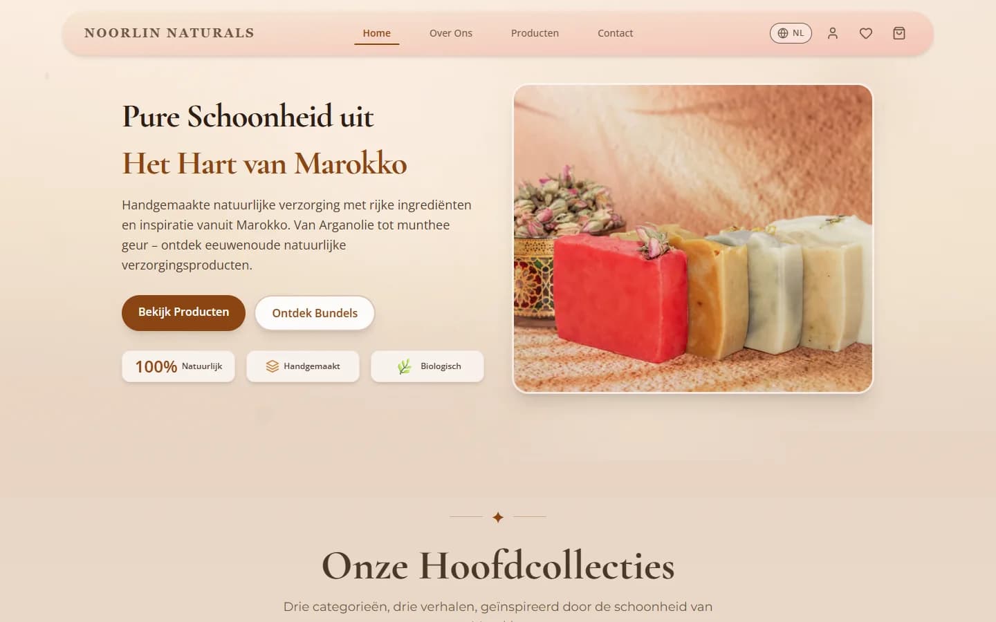 De webshop van Noorlin Naturals op een laptop