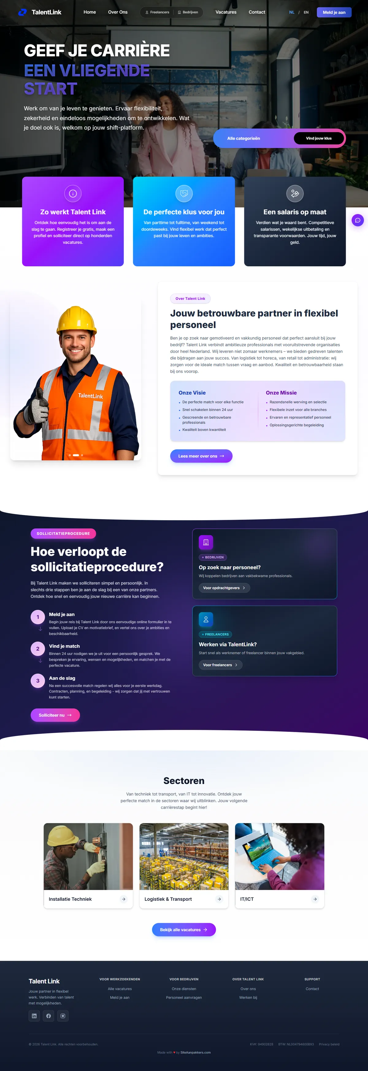 De website van TalentLink op een laptop